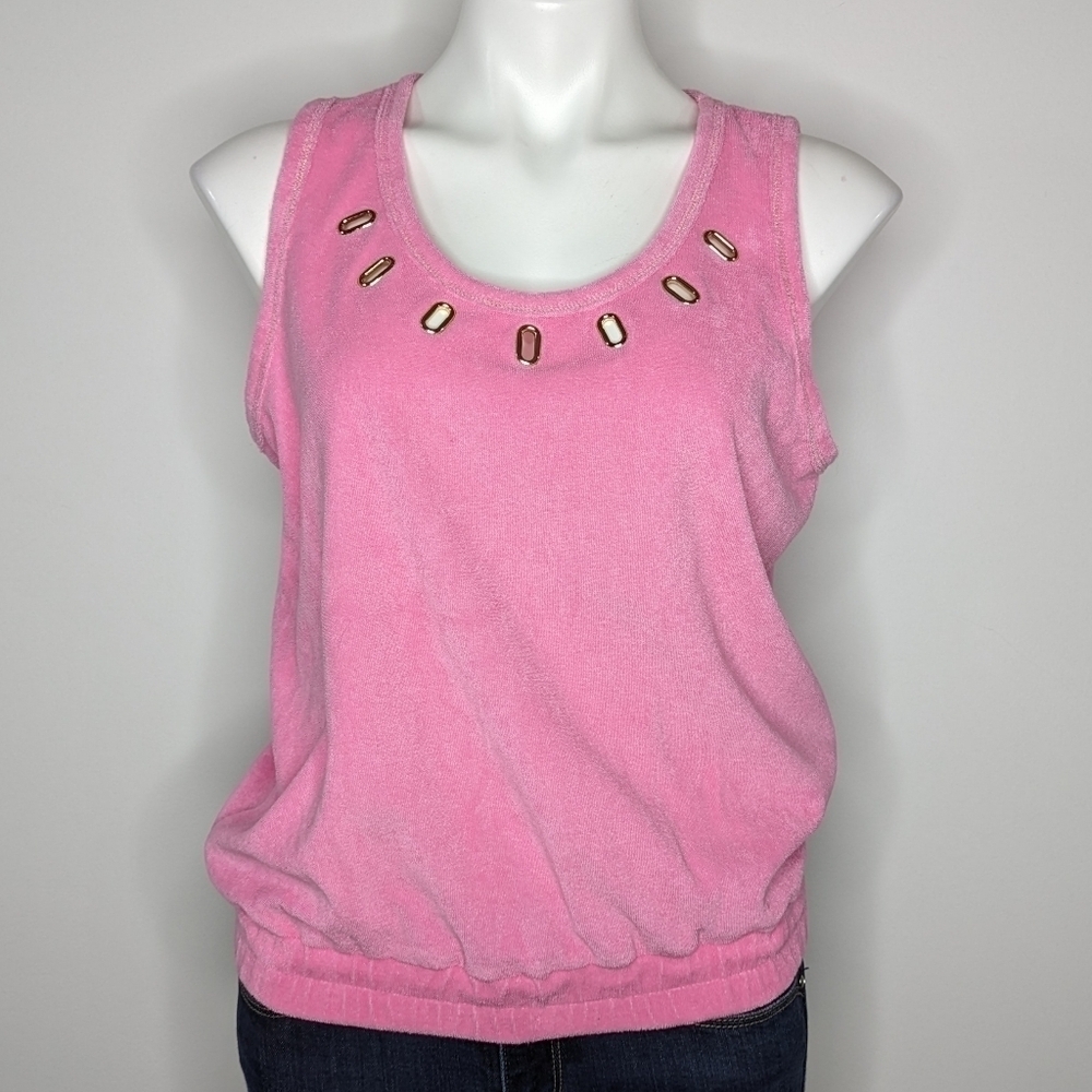 Boston Proper pink gold terry cloth tank top M